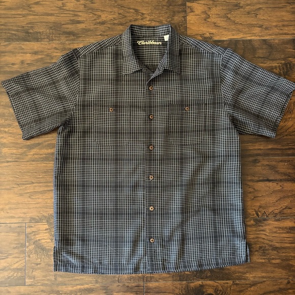 Caribbean Men's Gray Plaid Button Down Shirt - Picture 1 of 3